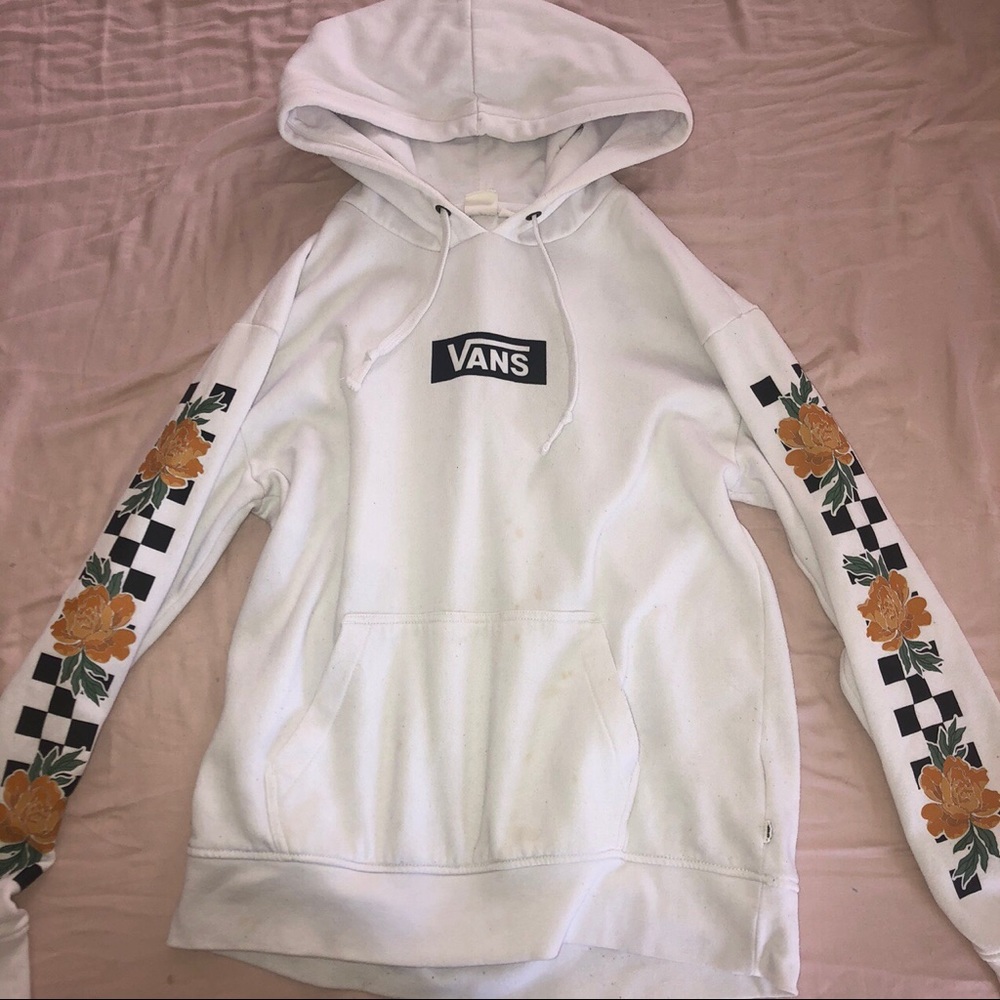 Vans Floral sleeve White Checkered hoodie